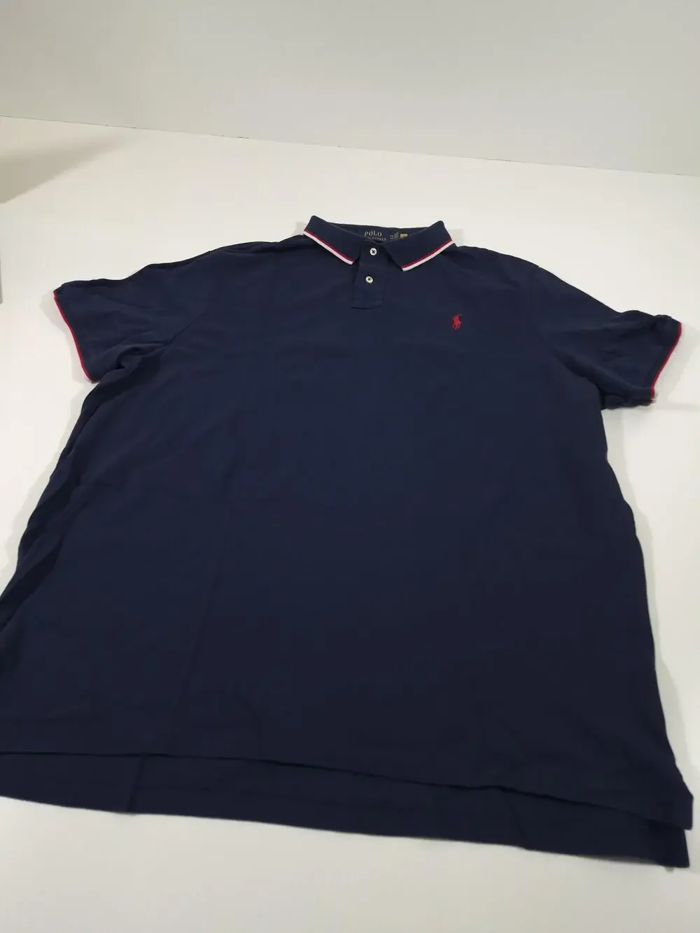 Polo Ralph Lauren Polo Shirt Mens 2XL Blue Classic Fit Pique Tipped Pony Logo